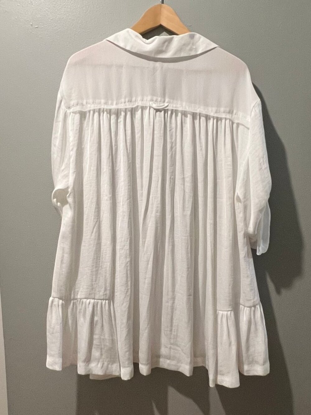 Free People Moonstruck Mini Shirt Dress XS White Boho Button Front Flowy - Picture 2 of 6